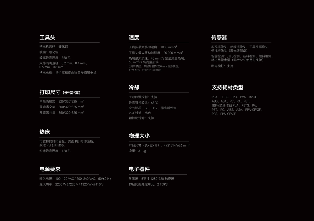拓竹 H2D 系列 3D 打印机 技术参数（2）