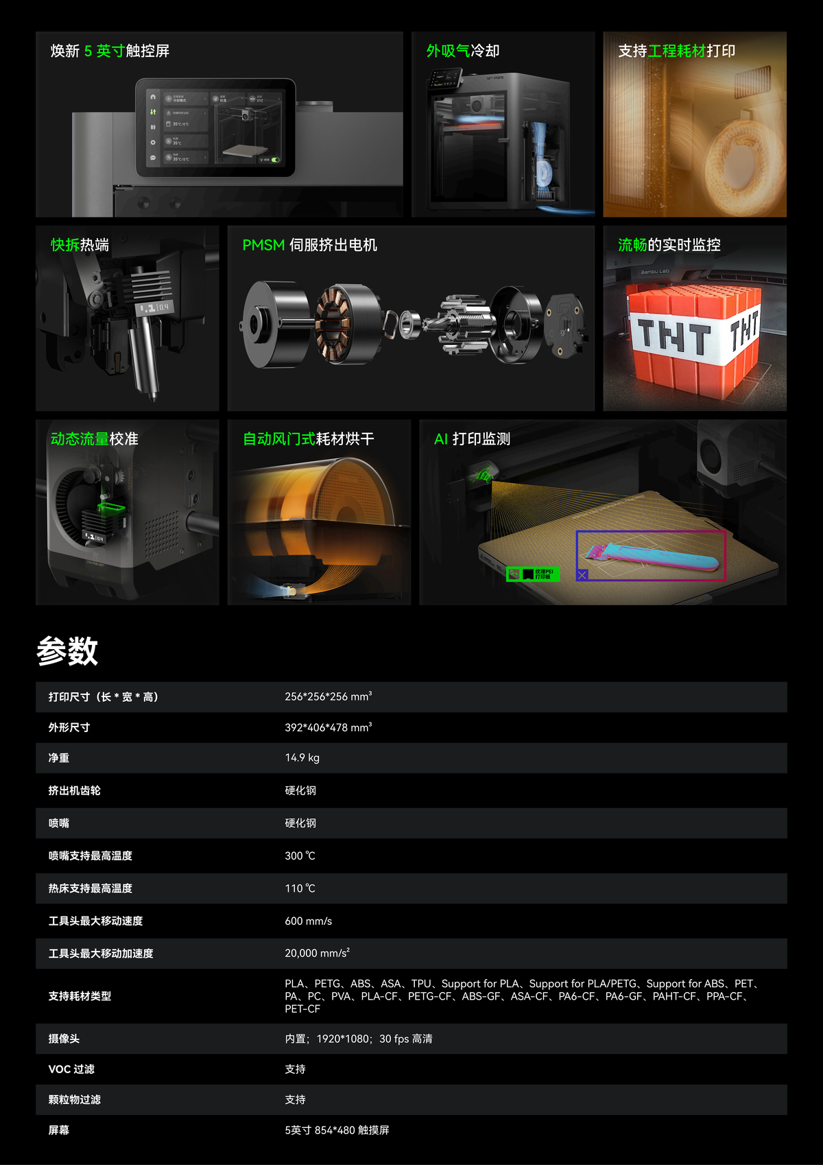 拓竹 P2S 系列 3D 打印机 技术参数（1）