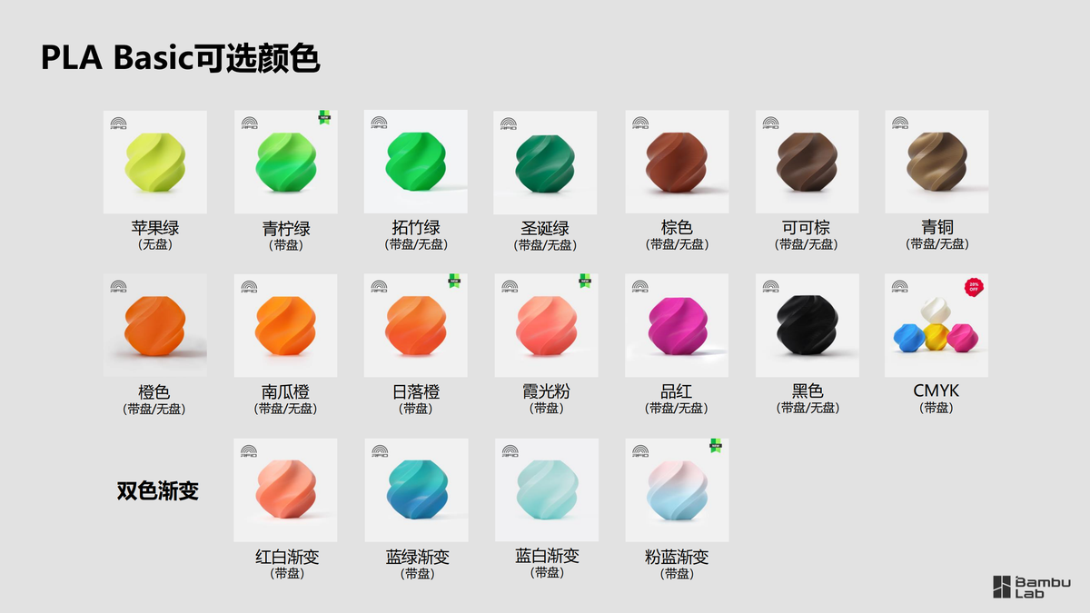 拓竹 PLA 基础耗材（4）